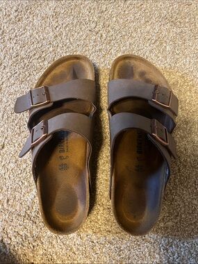 Birkenstock Arizona Brown Two-Strap Slide Sandals - Men’s